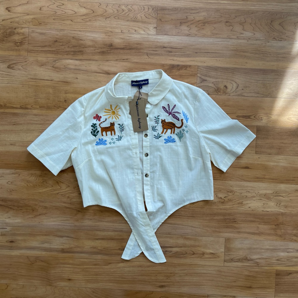 Princess Highway tie top big cat shirt size 12 aus